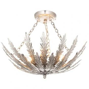 Netlighting Delphine Decorative Silver Layered Leaf Semi Flush Ceiling Light