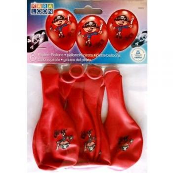 Karaloon 30023 – 6 Piraten-Ballons in Rot, 28–30 cm
