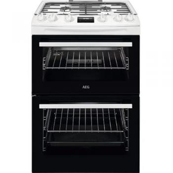 AEG CGX6130ACW White Gas Cooker, 2‑Oven