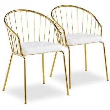 Menzzo Lot 2 Chaises/Fauteuils Simili Blanc