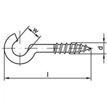 Gebogener Schraubhaken R 88140 Typ 11, 60mm x 3,3mm x 16mm, galvanisch verzinkt, 100 Stück