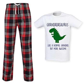 Classic Grandad Dinosaur Pajamas in Tartan – L