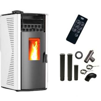 Poêle à granulés Sannover 12 kW Blanc avec Kit Fumisterie