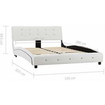 Sleek White Faux‑Leather Bed Frame 140x200 – VidaXL
