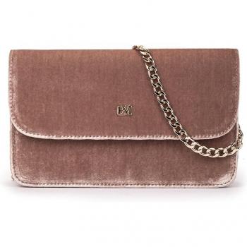 Bolso de terciopelo con cadena en tonos rosas
