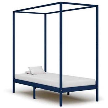 Canopy Bed Frame without Mattress Gray Solid Wood 100x200 cm