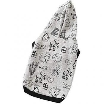 Cane Modello XGPT Costume Cartoone Incappucciato Maglione Manica Corta Giacca Casual Gilet Grigio Extra Large