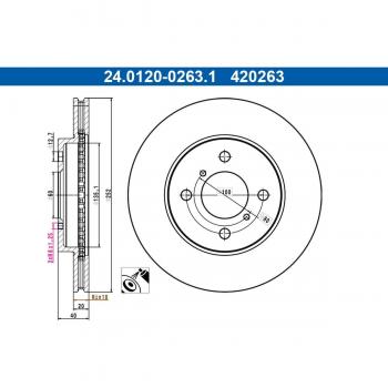 ATE 24.0120-0263.1 Bremsscheibe für Vorderachse