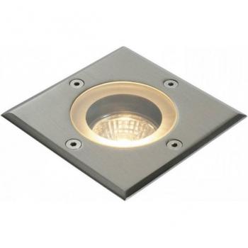 Lampione Quadrato Esterno IP65 50W Acciaio Lucido e Vetro Trasparente