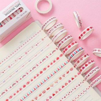 10 Pcs Plastic Hand Tape Color Paper Stickers for Pink Album Decoration