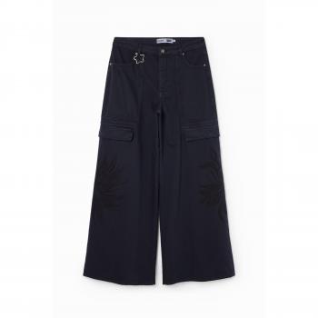 Collina Strada Pantaloni Cargo Fiori Desigual in Cotone Nero M