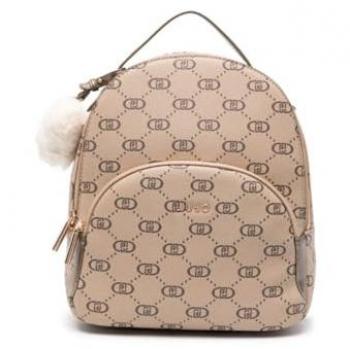 Zaino Liu Jo donna beige lovo all over con charm