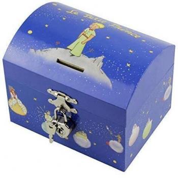 Coffre de tirelire musicale « Petit Prince » – finition gris argentée