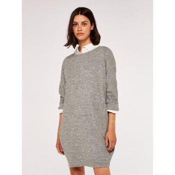 Hellgrau Cocoon‑Minikleid mit Umschlagärmeln – Apricot