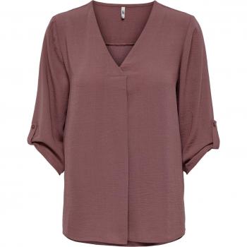 Blouse 3/4 femme JDY Divya en polyester unie rose à manches amples et décolleté en V