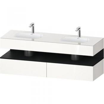 Duravit Qatego Möbel-Set für Einbauwaschbecken 160x55x60 cm – Kon-WTU, Doppelwaschtisch, Nischenbeleuchtung, Weiß Hochglanz