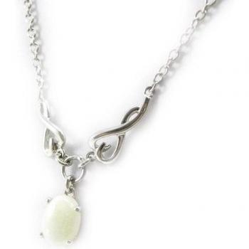 Elegant Opal Silver Necklace