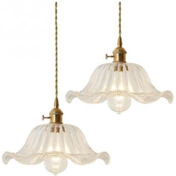 Lampade a Sospensione Retro Vetro/Metallo – 2 pezzi in colore chiaro