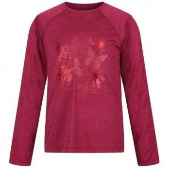 Regatta Childrens Burnlee Butterflies Long-Sleeve T-Shirt (Rumba Red)