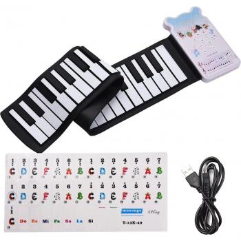 Teclado de Piano Portátil 49 Teclas con 8 Tonos y Función de Grabación