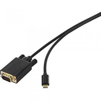USB‑C Plug, VGA 15‑Pin Cable – 3 m – Renkforce