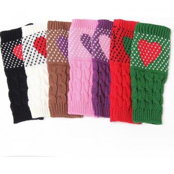 Gants d'hiver à doigts ouverts avec cœurs