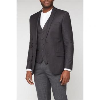 Charcoal Twill 2 Button Men's Blazer