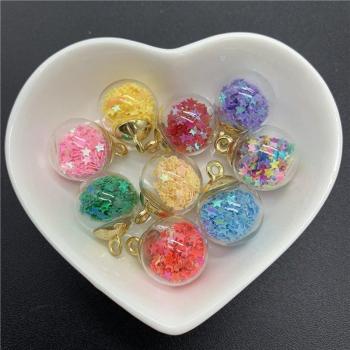 16mm Star Sequin Charm Mini Glass Bottles (5pcs)