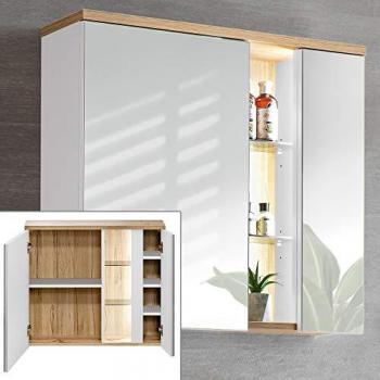 Cabinet miroir salle de bains – dimensions 70x80x20 cm, finition Caraïbe White