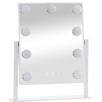Miroir de Maquillage Blanc Majuro, Éclairage LED Contrôlable et Touchscreen