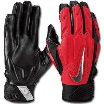Rot‑schwarze Nike D‑EF Tackle 6.0 Handschuhe für Lin