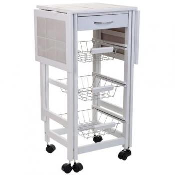 Carro de Cocina Madera Blanco 37/91x37x79