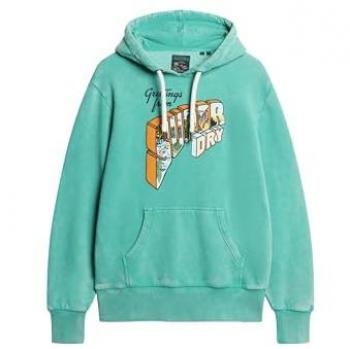 Superdry Graphic Hoodie “Loose Cool” L – Verde Neon