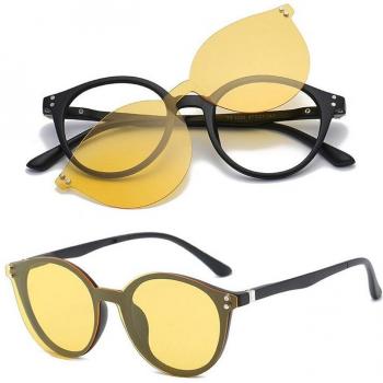 Men's Acetate Frame Polarized Clip-On Sunglasses