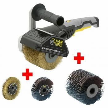 FARTOOLS PACK REX120C RENOVADOR EXTERIOR + CEPILLO METÁLICO DE PRECISIÓN + CEPILLO DE LANERAS ABRASIVAS DE PRECISIÓN