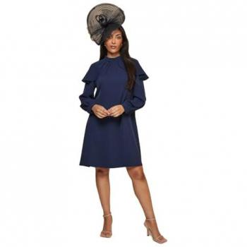 Wallis Navy Frilled Cape for Women, Size 12