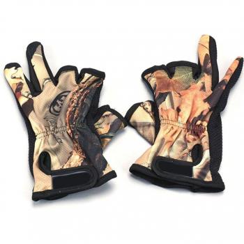 Gants Camouflage Pêche 3 Demi-Doigts, Respirants et Anti-Dérapants