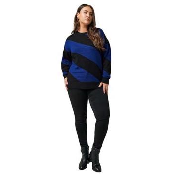 Blouse 50-52 Bleu Evans Cream Noir Rayures Diagonales