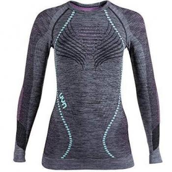 UYN Women's Ambityon Baselayer Top, Black Melange/Pink/Aqua, XS