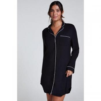 Essential Negro: Vestido Camisero Largo de Jersey