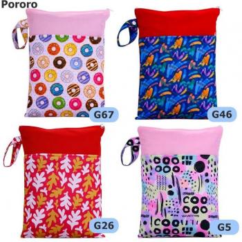 Pororo Baby Diaper Wet Dry Bag Set, Waterproof, 25*35cm, 4 Pcs