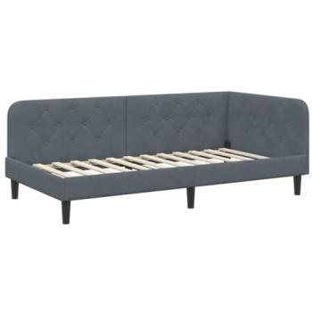 Dark Grey Velvet Corner Bed Frame with Headboard (100x200) – vidaXL