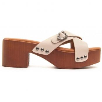 Montevita Beige Heeled Clogs