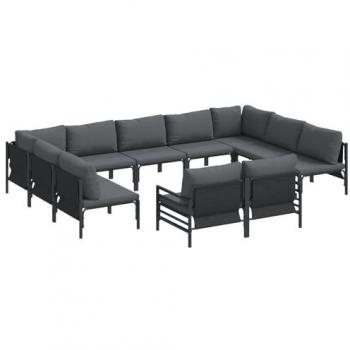 Canapé de Jardin avec Coussin 11 Pcs Noir