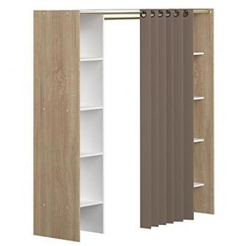 Dressing extensible contemporain chêne bardolino et blanc 112 x 185 cm