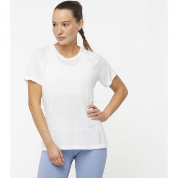 Camiseta de mujer Salomon Cross Run manga corta blanco grisáceo