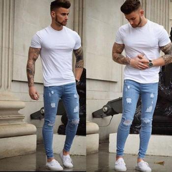 Veste en jean déchirée pour homme