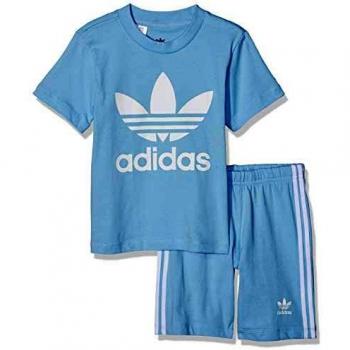 Adidas Short Bébé Unisexe S + T-Shirt Transparent Sky/Blanc