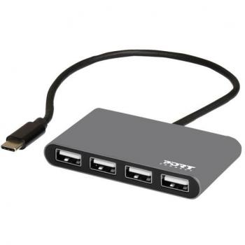Port Designs 4-Port USB 2.0 Hub in Schwarz