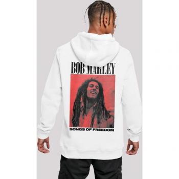 F4NT4STIC Bob Marley Songs Of Freedom Pullover mit Kapuze – Herren, M, weiß,